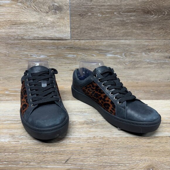 Born Black Leather Cheetah Print Sneakers Women's See Pictures for Sizing - Picture 6 of 7
